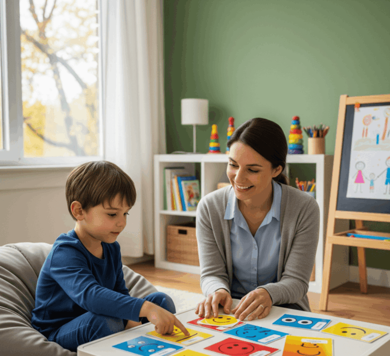 sesión de terapia emocional infantil para desarrollo psicológico saludable