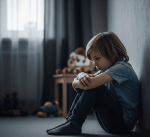 Niño sufriendo ansiedad infantil en la casa