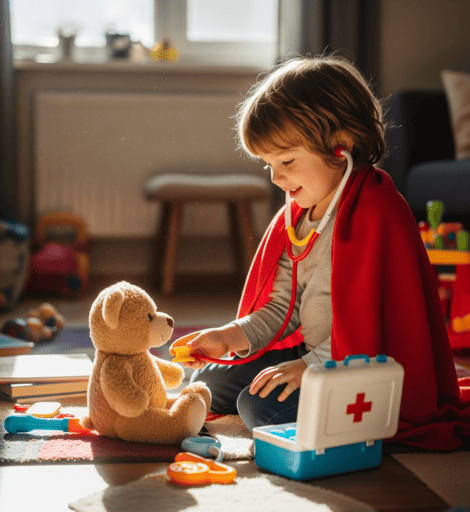 Niños en etapa escolar desarrollando habilidades cognitivas