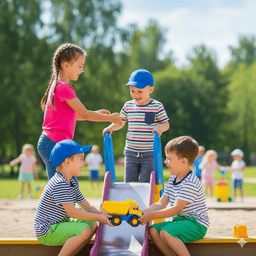 Grupo de niños aprendiendo habilidades sociales en la infancia