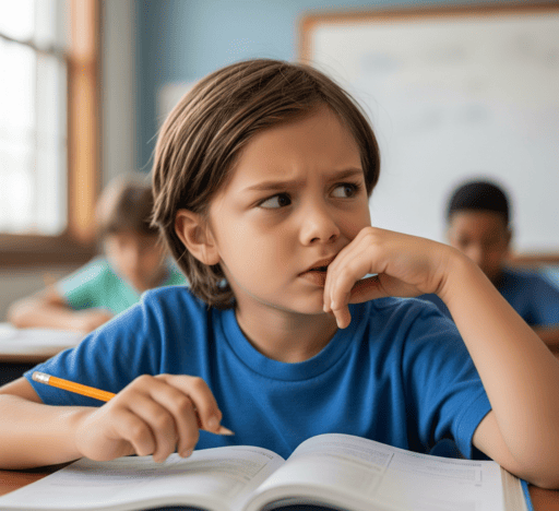 Niño distraído mostrando dificultades de concentración en niños