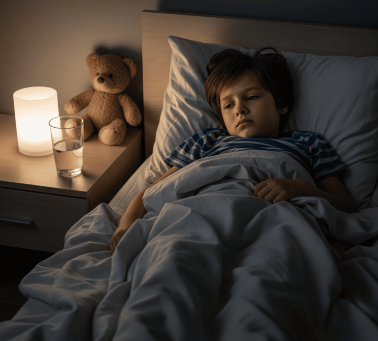 Niño con trastornos del sueño infantil