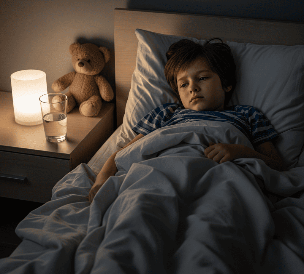 Niño con trastornos del sueño infantil