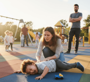 Madre abrazando a su hijo tras una rabieta infantil
