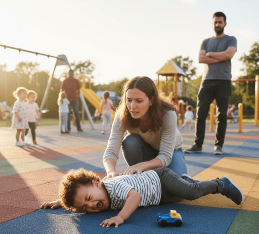 Madre abrazando a su hijo tras una rabieta infantil