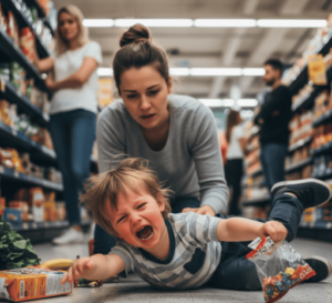rabietas en niños pequeños en tienda