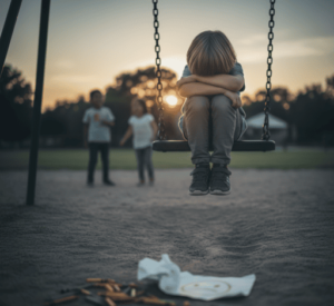 Niño con trastornos emocionales en niños mostrando tristeza y aislamiento