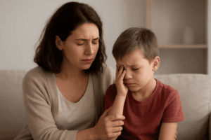 Niño mostrando emociones al iniciar un nuevo ciclo escolar