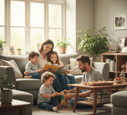 Familia compartiendo momentos de convivencia saludable