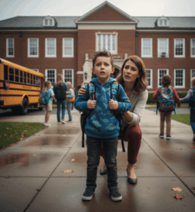 Niño con fobia escolar recibiendo apoyo emocional en Miami