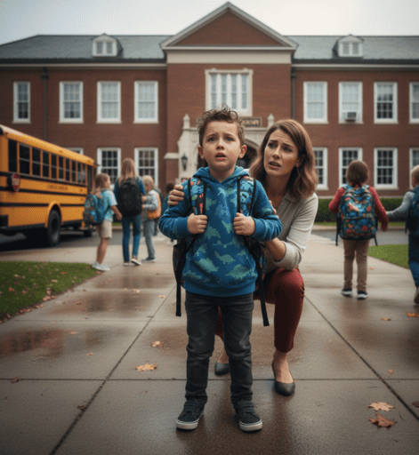 Niño con fobia escolar recibiendo apoyo emocional en Miami